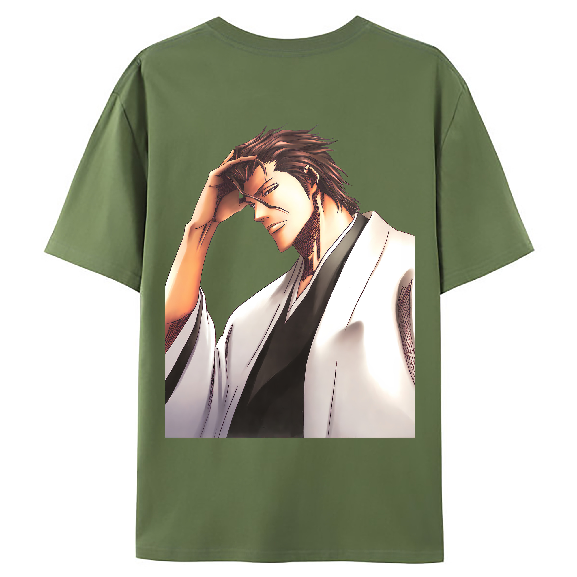（画像用） ブリーチ 藍染 惣右介（あいぜん そうすけ） BLEACH Aizen Sousuke 綿100％ メンズ半袖Tシャツ（バックプリント） 通気性